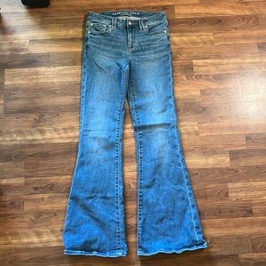 American Eagle size 2 long, blue flared jeans.